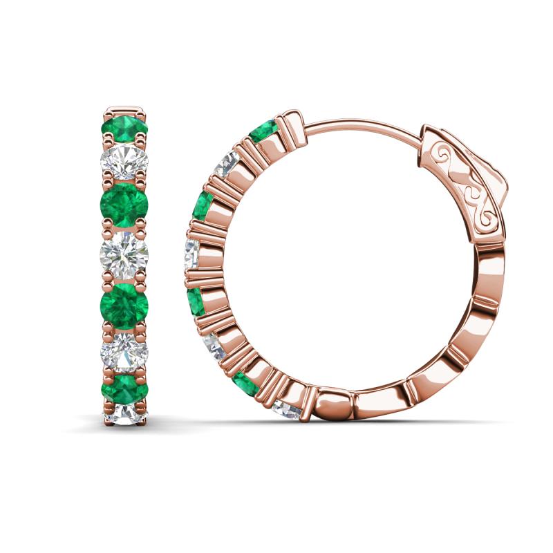 Anna 2.56 ctw Emerald and Lab Grown Diamonds (3.50 mm) Hoop Earrings 