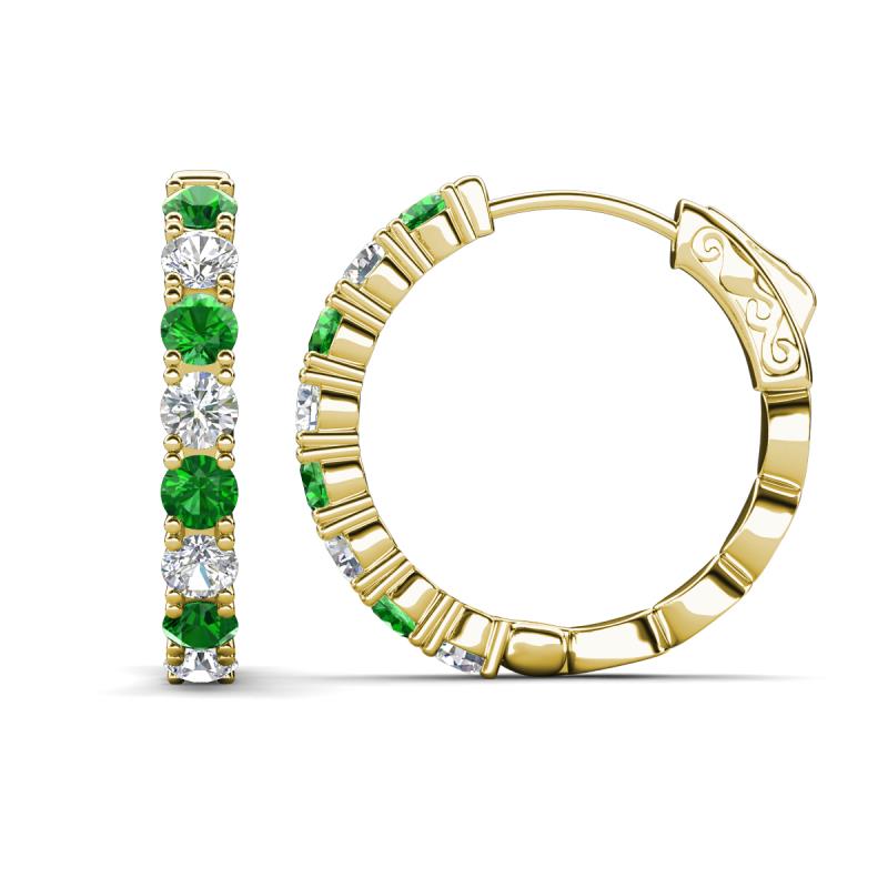 Anna 2.63 ctw Green Garnet and Lab Grown Diamonds (3.50 mm) Hoop Earrings 
