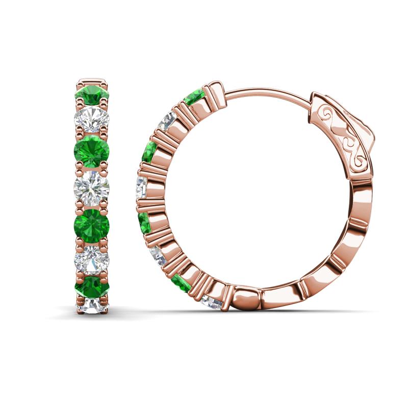 Anna 2.63 ctw Green Garnet and Lab Grown Diamonds (3.50 mm) Hoop Earrings 