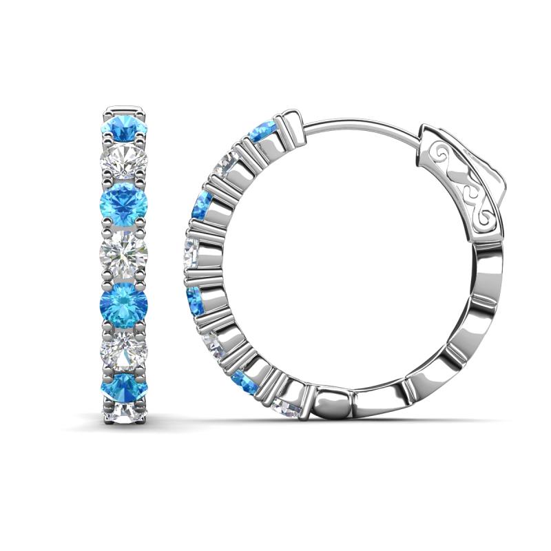 Anna 2.32 ctw Blue Topaz and Lab Grown Diamonds (3.50 mm) Hoop Earrings 