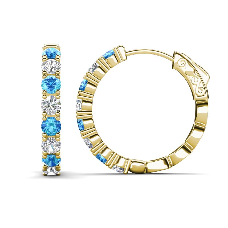 Anna 2.32 ctw Blue Topaz and Lab Grown Diamonds (3.50 mm) Hoop Earrings 