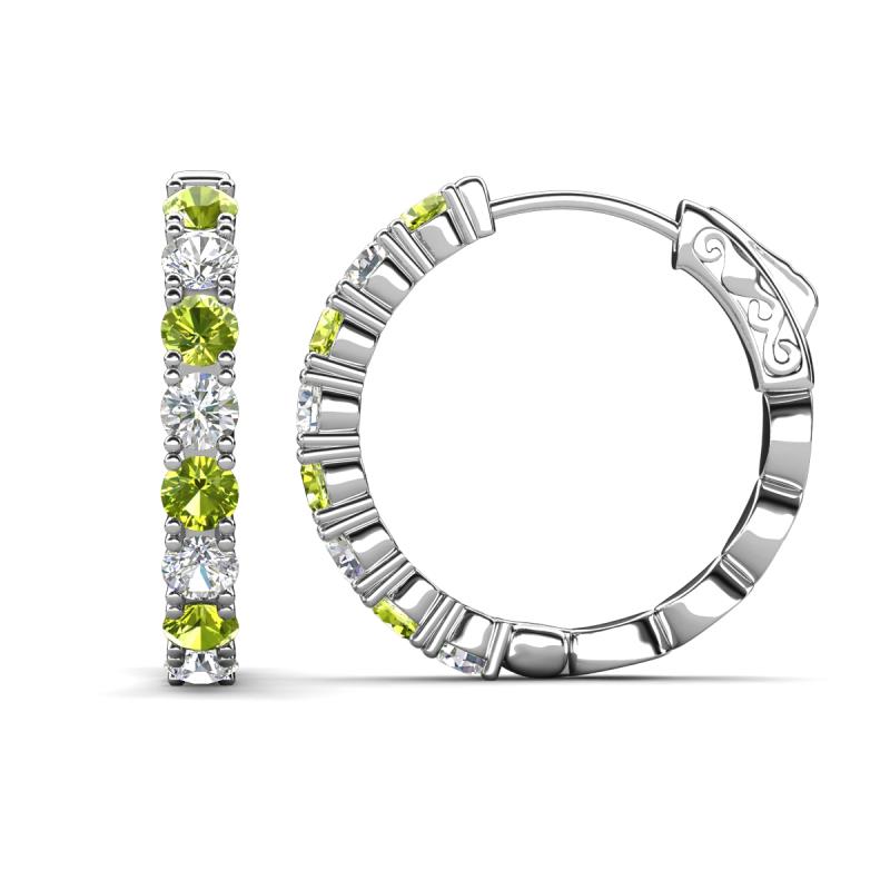 Anna 2.63 ctw Peridot and Lab Grown Diamonds (3.50 mm) Hoop Earrings 