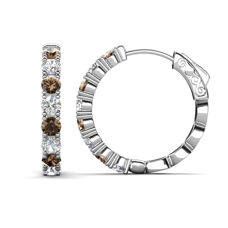 Anna 2.48 ctw Smoky Quartz and Lab Grown Diamonds (3.50 mm) Hoop Earrings 