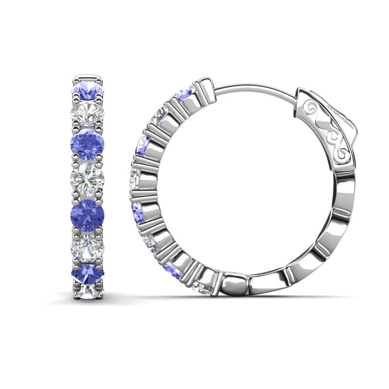 Anna 2.48 ctw Tanzanite and Lab Grown Diamonds (3.50 mm) Hoop Earrings 