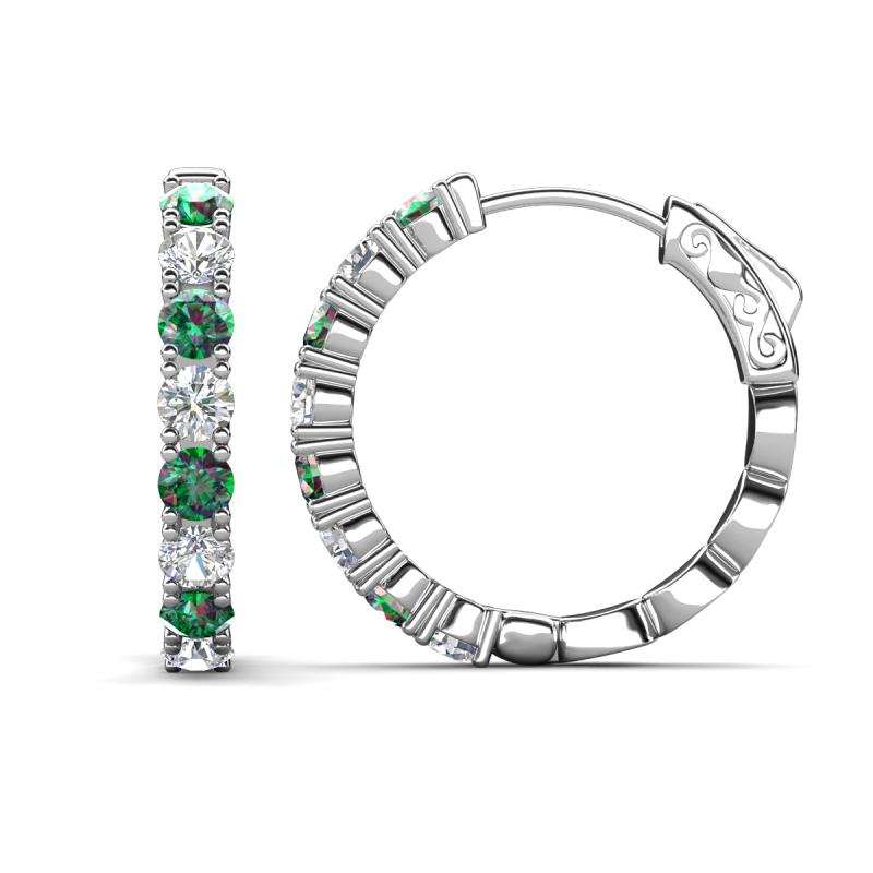 Anna 2.96 ctw Created Alexandrite and Natural Diamonds (3.50 mm) Hoop Earrings 