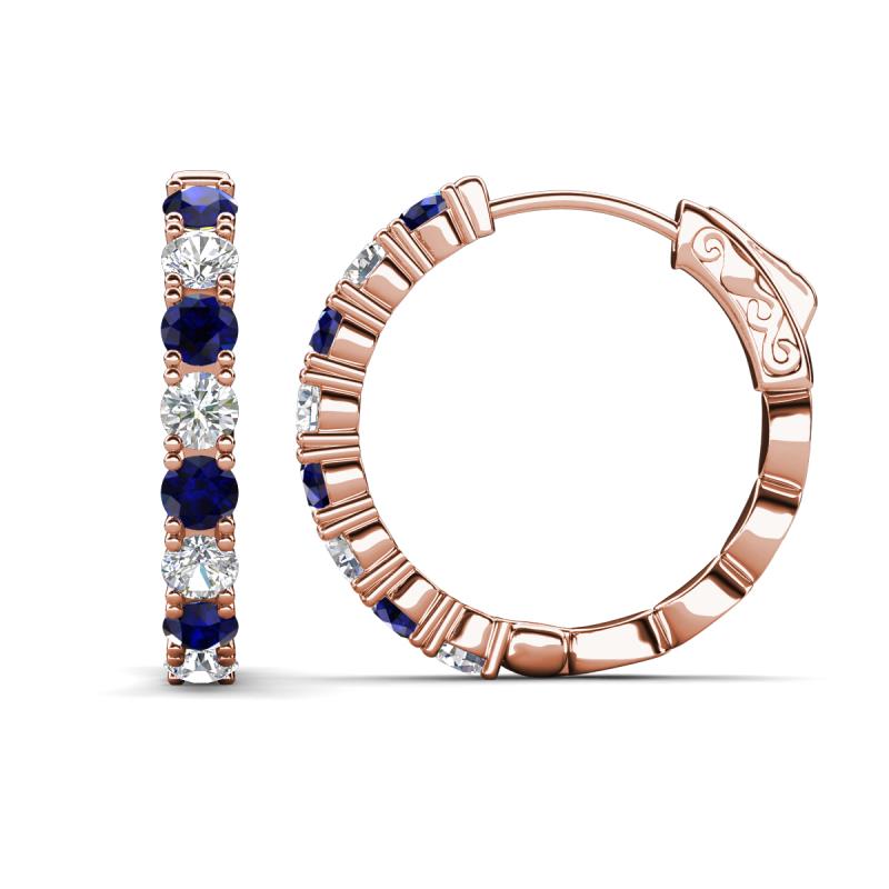Anna 2.56 ctw Blue Sapphire and Natural Diamonds (3.50 mm) Hoop Earrings 