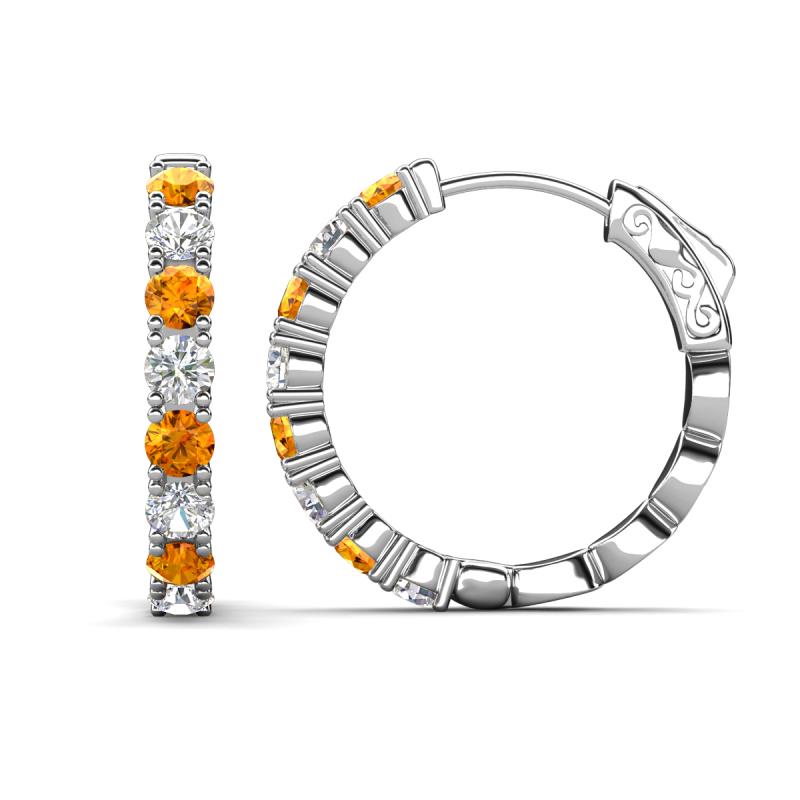 Anna 2.40 ctw Citrine and Natural Diamonds (3.50 mm) Hoop Earrings 