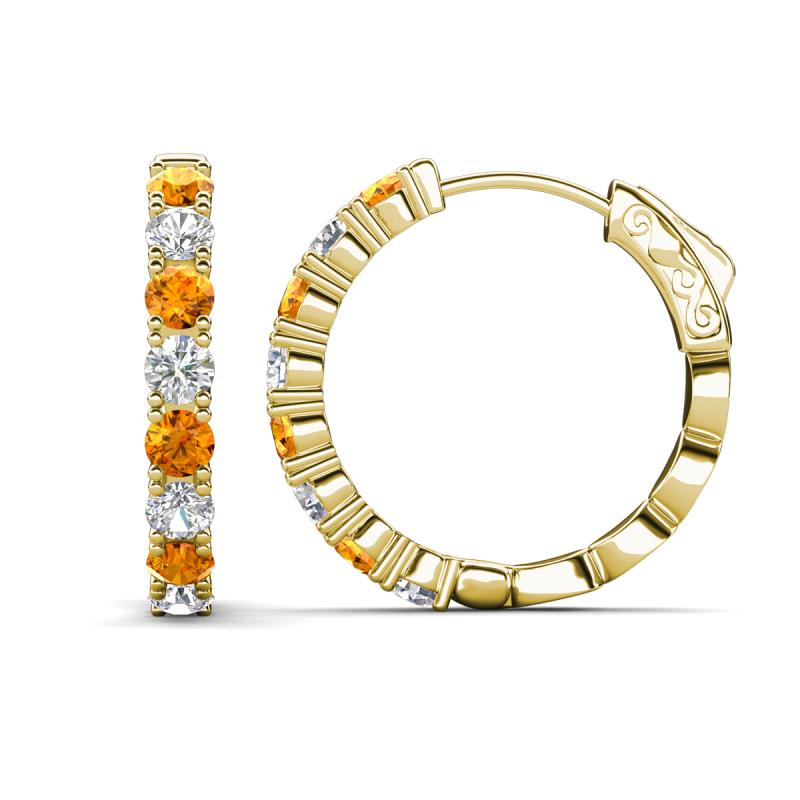 Anna 2.40 ctw Citrine and Natural Diamonds (3.50 mm) Hoop Earrings 