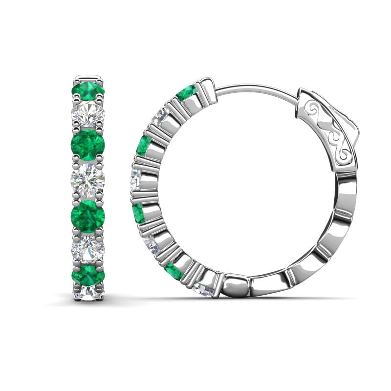 Anna 2.56 ctw Emerald and Natural Diamonds (3.50 mm) Hoop Earrings 