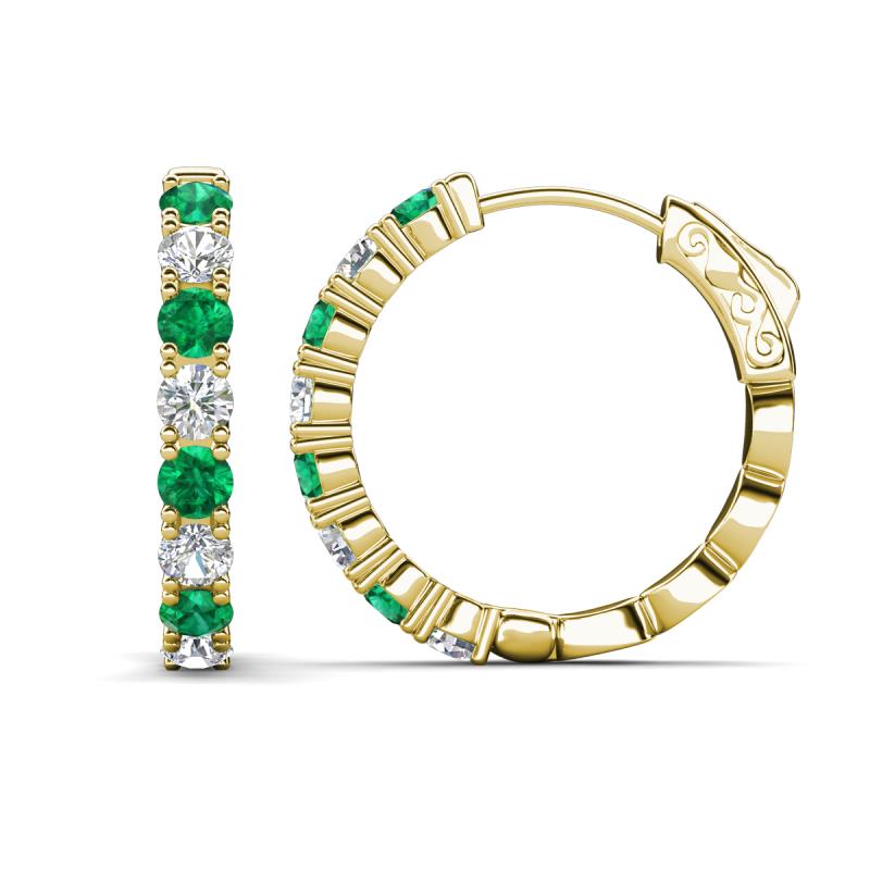 Anna 2.56 ctw Emerald and Natural Diamonds (3.50 mm) Hoop Earrings 