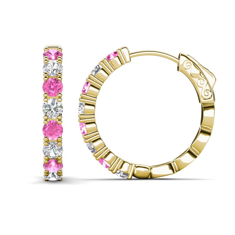 Anna 2.56 ctw Pink Sapphire and Natural Diamonds (3.50 mm) Hoop Earrings 