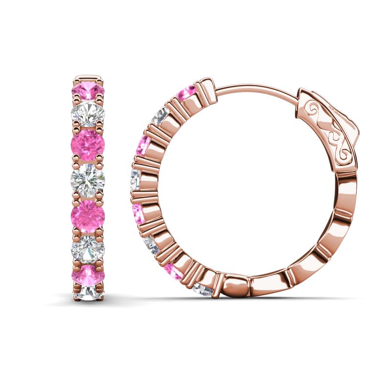 Anna 2.56 ctw Pink Sapphire and Natural Diamonds (3.50 mm) Hoop Earrings 