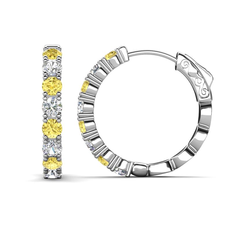 Anna 2.56 ctw Yellow Sapphire and Natural Diamonds (3.50 mm) Hoop Earrings 