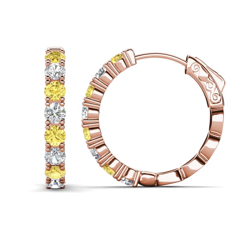 Anna 2.56 ctw Yellow Sapphire and Natural Diamonds (3.50 mm) Hoop Earrings 