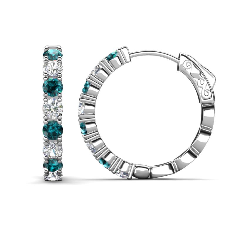 Anna 2.56 ctw London Blue Topaz and Natural Diamonds (3.50 mm) Hoop Earrings 