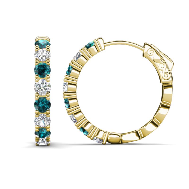 Anna 2.56 ctw London Blue Topaz and Natural Diamonds (3.50 mm) Hoop Earrings 