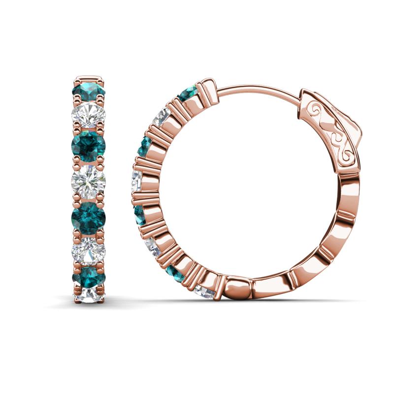 Anna 2.56 ctw London Blue Topaz and Natural Diamonds (3.50 mm) Hoop Earrings 