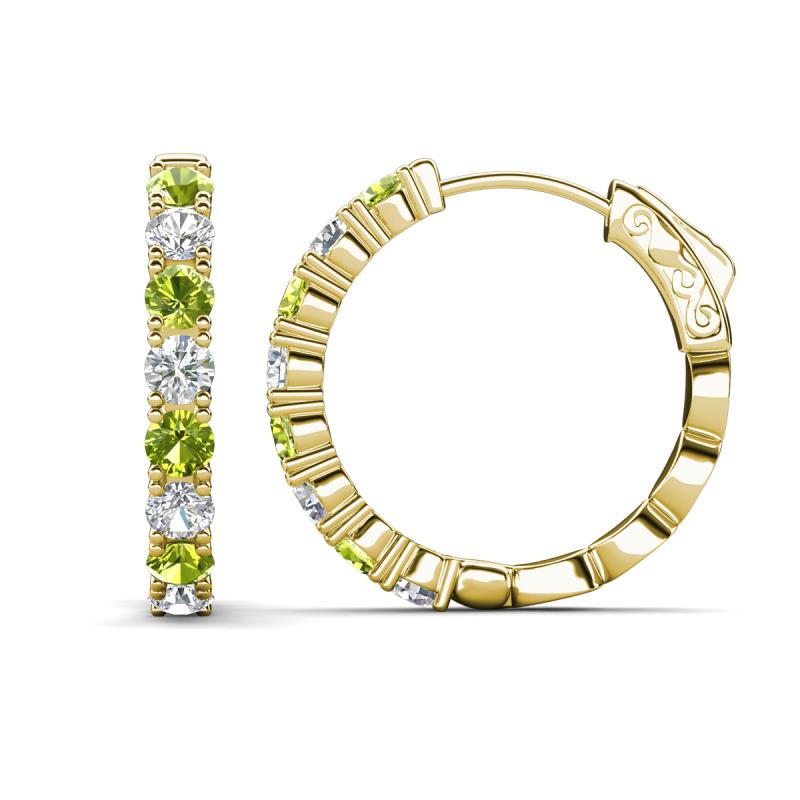 Anna 2.63 ctw Peridot and Natural Diamonds (3.50 mm) Hoop Earrings 