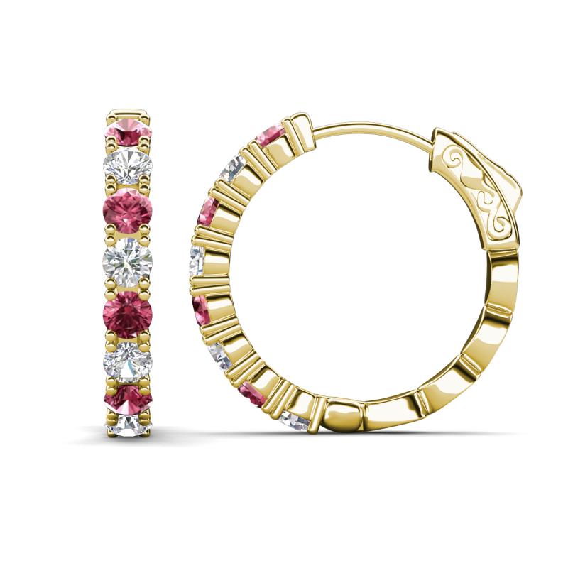 Anna 2.40 ctw Pink Tourmaline and Natural Diamonds (3.50 mm) Hoop Earrings 