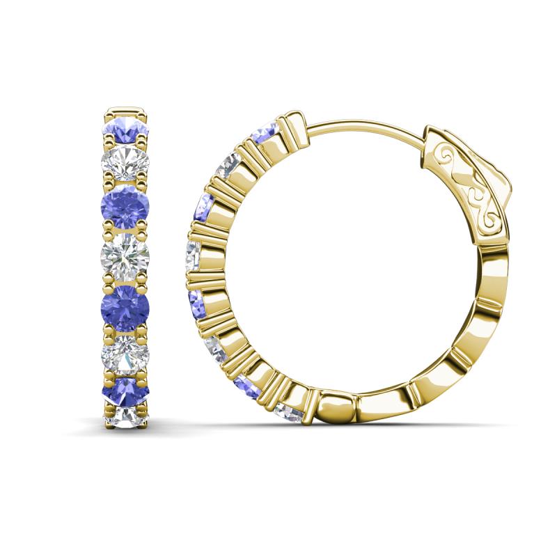 Anna 2.48 ctw Tanzanite and Natural Diamonds (3.50 mm) Hoop Earrings 