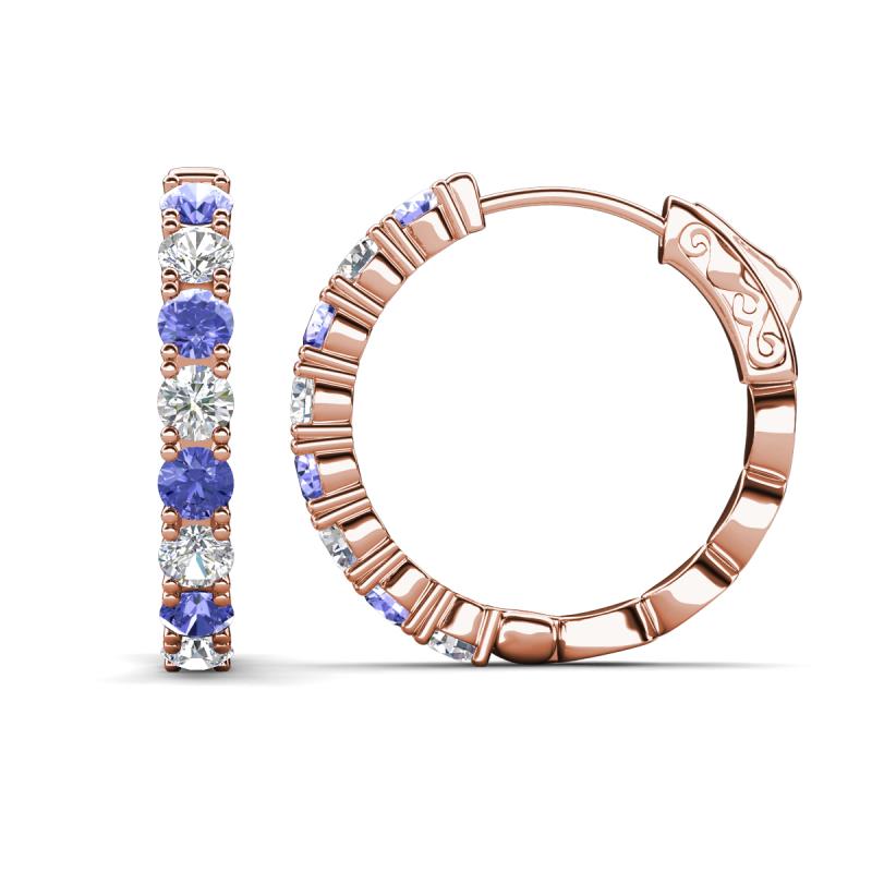 Anna 2.48 ctw Tanzanite and Natural Diamonds (3.50 mm) Hoop Earrings 