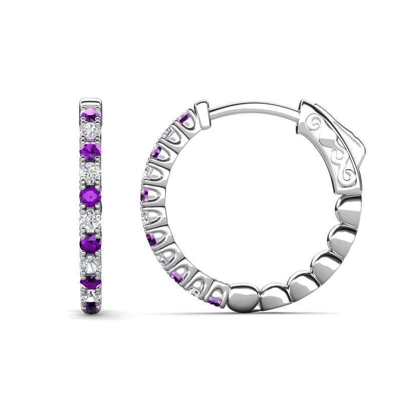 Anna 0.78 ctw Amethyst and Natural Diamonds (2.00 mm) Hoop Earrings 