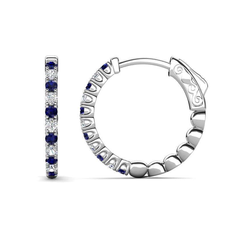 Anna 0.66 ctw Blue Sapphire and Natural Diamonds (2.00 mm) Hoop Earrings 