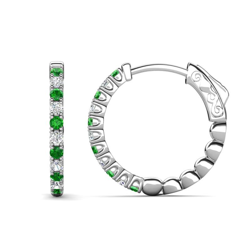 Anna 0.74 ctw Green Garnet and Natural Diamonds (2.00 mm) Hoop Earrings 