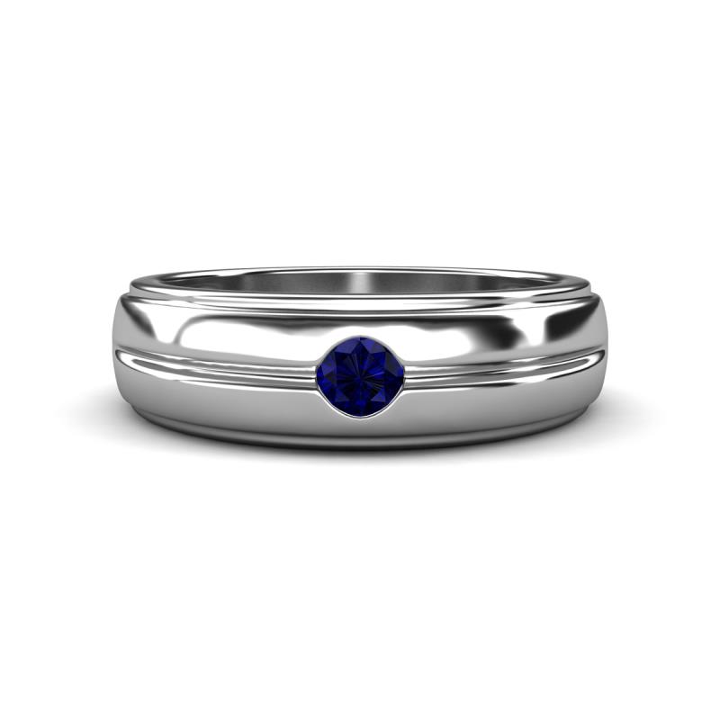 Mateo 0.25 ct (3.50 mm) Round Blue Sapphire Bezel Set Solitaire Men Wedding Ring 