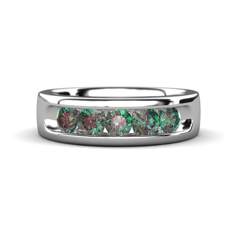 Irvin 1.10 ctw Created Alexandrite 5 stone Comfort Fit Men Wedding Band (6 mm) 