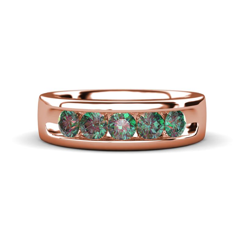 Irvin 1.10 ctw Created Alexandrite 5 stone Comfort Fit Men Wedding Band (6 mm) 