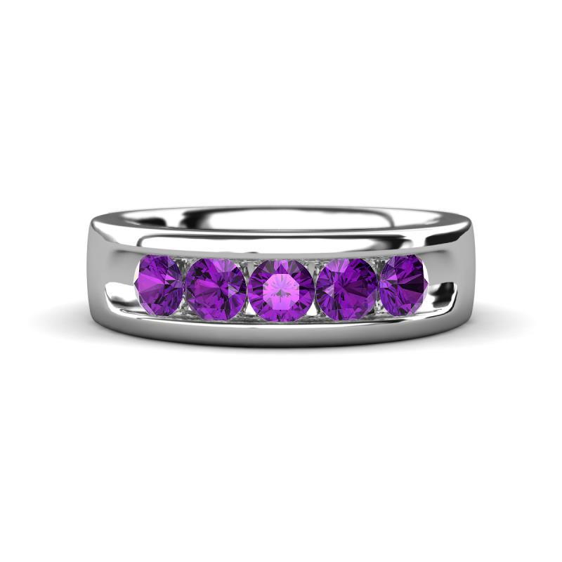 Irvin 0.75 ctw Amethyst 5 stone Comfort Fit Men Wedding Band (6 mm) 