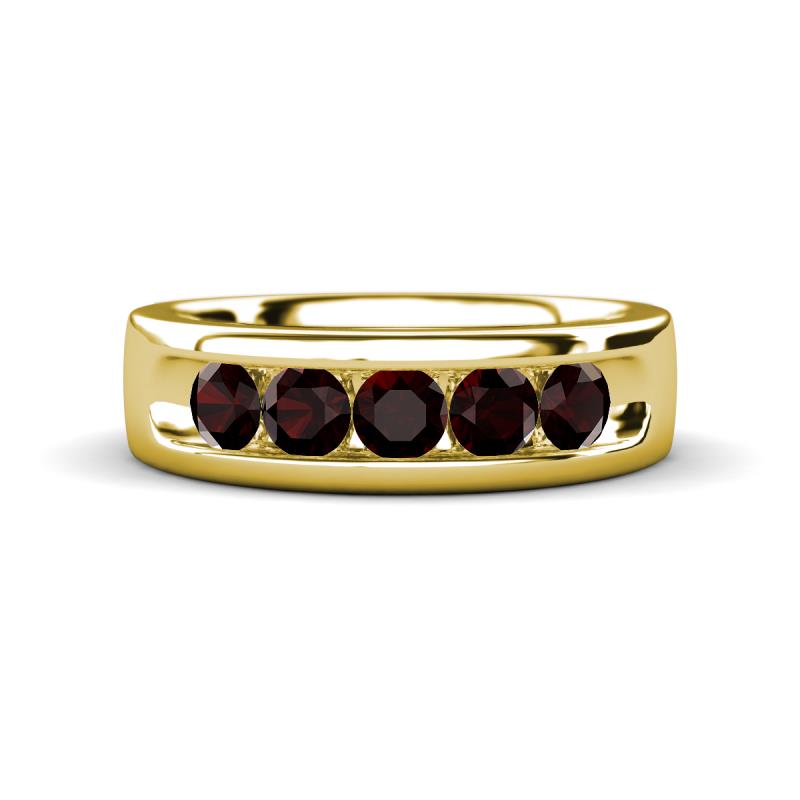 Irvin 0.89 ctw Red Garnet 5 stone Comfort Fit Men Wedding Band (6 mm) 