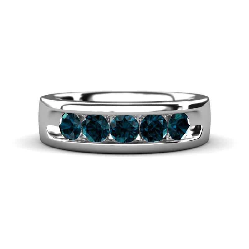 Irvin 0.85 ctw London Blue Topaz 5 stone Comfort Fit Men Wedding Band (6 mm) 