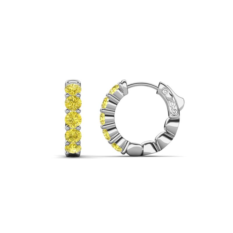 Anika 1.10 ctw Lab Grown Yellow Diamonds (3.00 mm) Huggie Earrings 