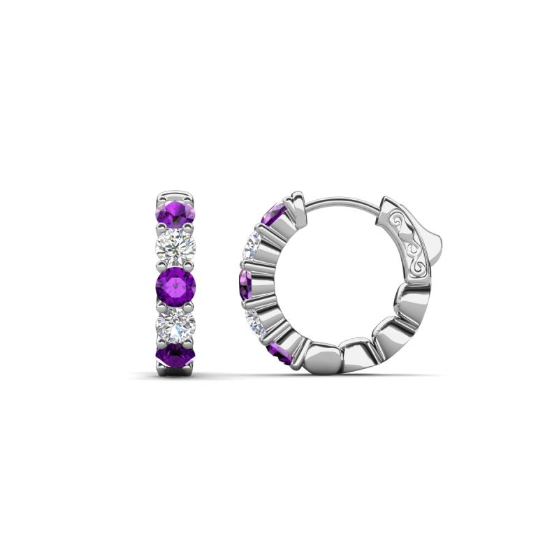 Anika 0.88 ctw Amethyst and Lab Grown Diamonds (3.00 mm) Huggie Earrings 