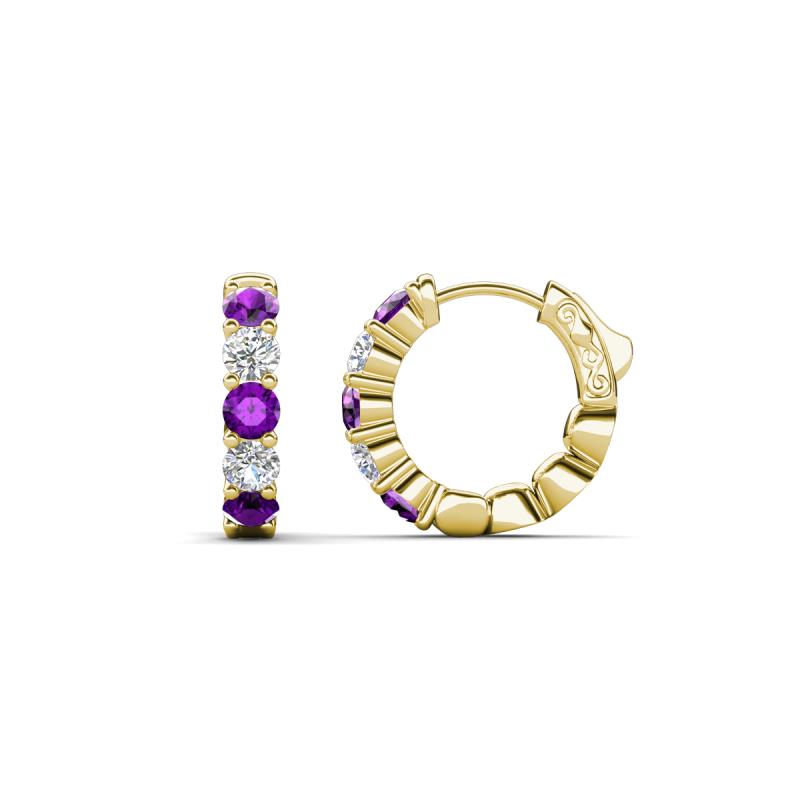 Anika 0.88 ctw Amethyst and Lab Grown Diamonds (3.00 mm) Huggie Earrings 