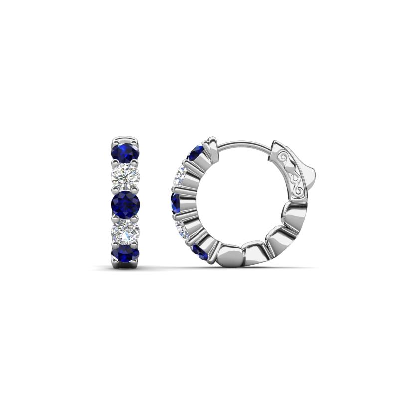 Anika 1.12 ctw Blue Sapphire and Lab Grown Diamonds (3.00 mm) Huggie Earrings 
