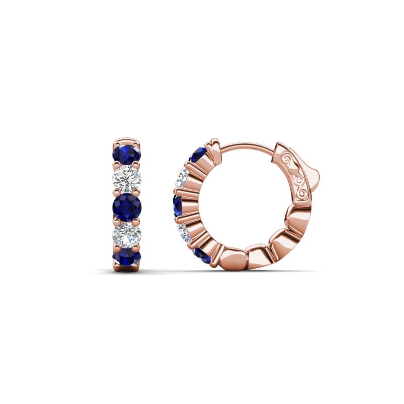Anika 1.12 ctw Blue Sapphire and Lab Grown Diamonds (3.00 mm) Huggie Earrings 