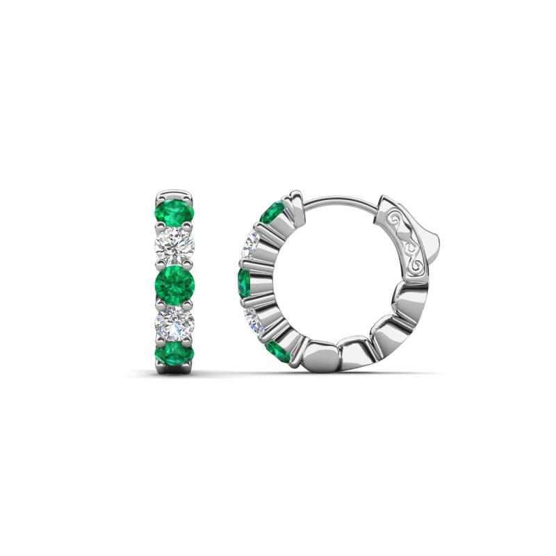 Anika 1.00 ctw Emerald and Lab Grown Diamonds (3.00 mm) Huggie Earrings 