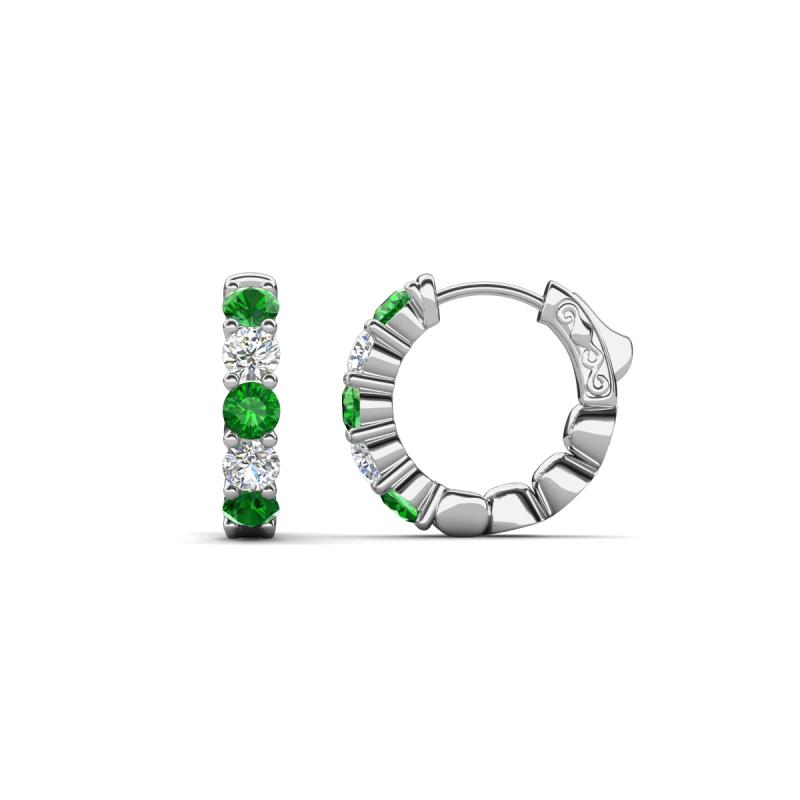 Anika 1.09 ctw Green Garnet and Lab Grown Diamonds (3.00 mm) Huggie Earrings 