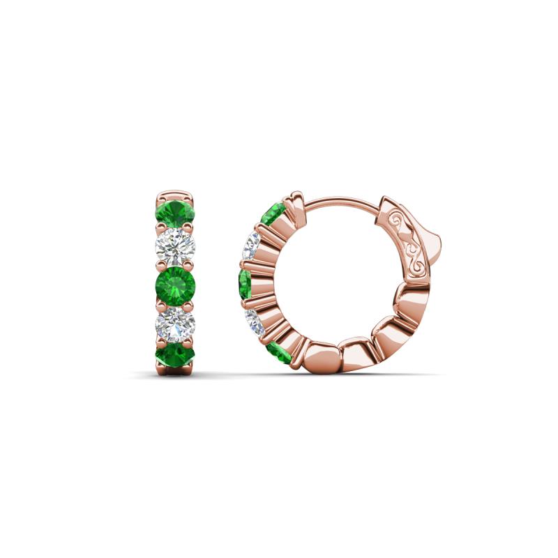 Anika 1.09 ctw Green Garnet and Lab Grown Diamonds (3.00 mm) Huggie Earrings 
