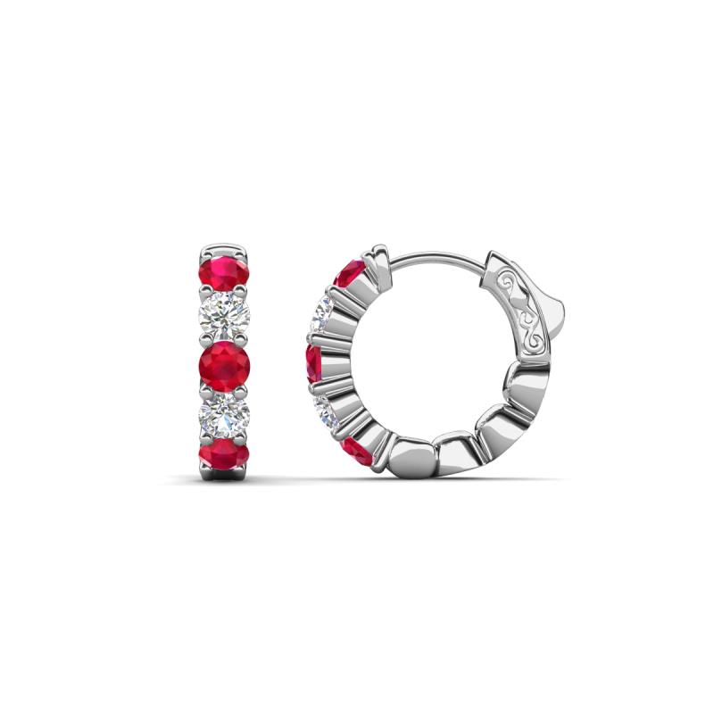 Anika 1.00 ctw Ruby and Lab Grown Diamonds (3.00 mm) Huggie Earrings 