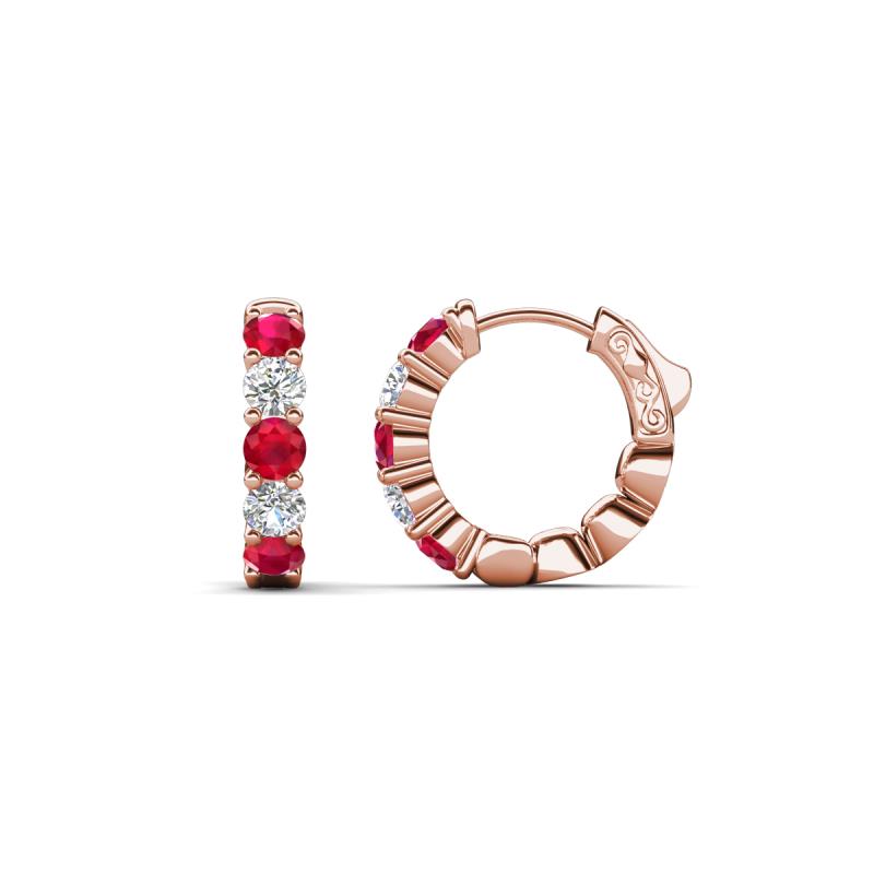 Anika 1.00 ctw Ruby and Lab Grown Diamonds (3.00 mm) Huggie Earrings 