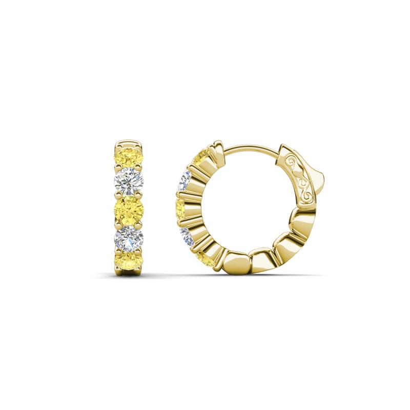 Anika 1.03 ctw Yellow Sapphire and Lab Grown Diamonds (3.00 mm) Huggie Earrings 