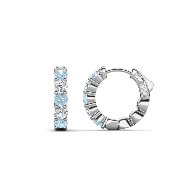 Anika 0.88 ctw Aquamarine and Lab Grown Diamonds (3.00 mm) Huggie Earrings 