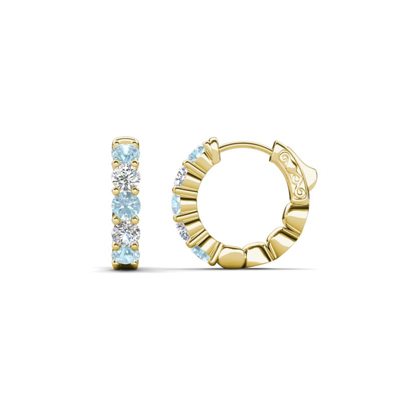 Anika 0.88 ctw Aquamarine and Lab Grown Diamonds (3.00 mm) Huggie Earrings 