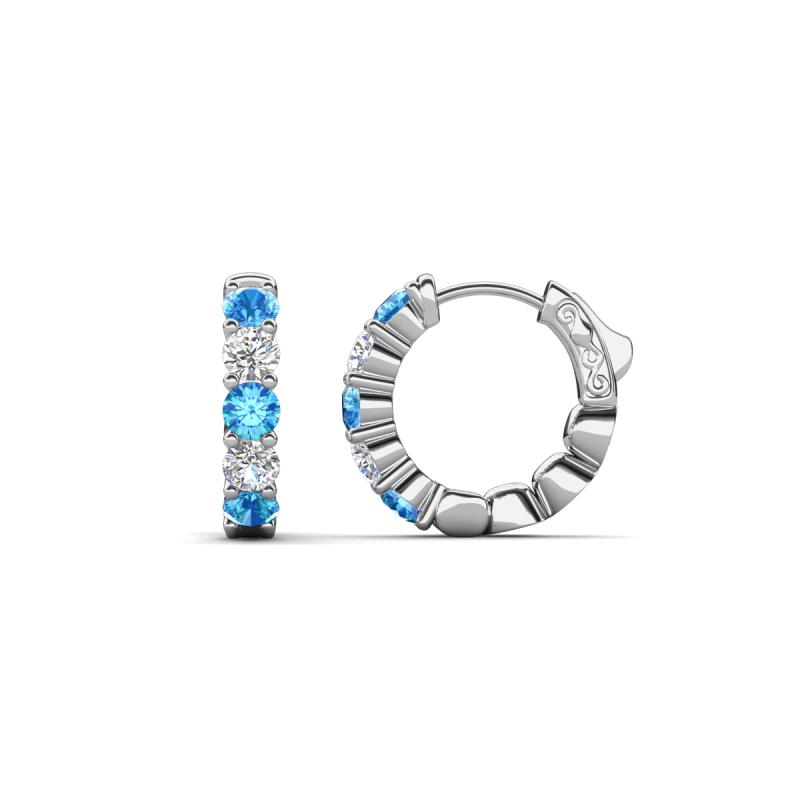 Anika 0.94 ctw Blue Topaz and Lab Grown Diamonds (3.00 mm) Huggie Earrings 