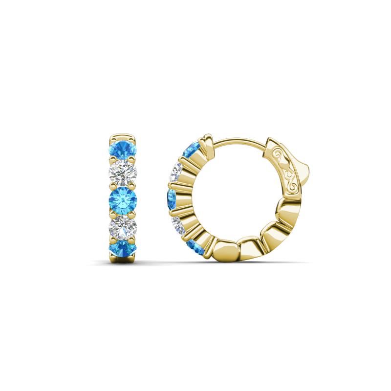 Anika 0.94 ctw Blue Topaz and Lab Grown Diamonds (3.00 mm) Huggie Earrings 