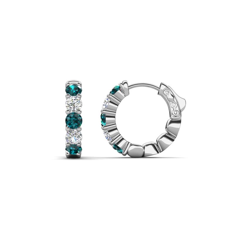 Anika 1.06 ctw London Blue Topaz and Lab Grown Diamonds (3.00 mm) Huggie Earrings 